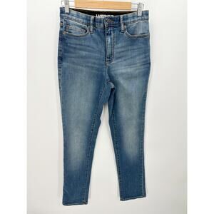 Lands' End Medium Wash Stretch Waistband Cotton Blend Skinny Denim Jeans Women 6